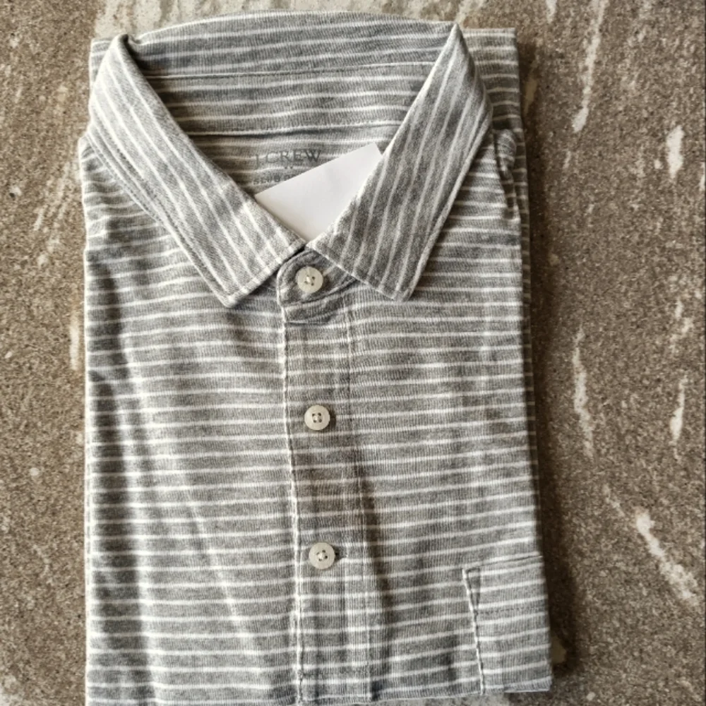 J. Crew Men's Striped Slub Jersey Pocket Polo Shirt 🆕 Size Large.